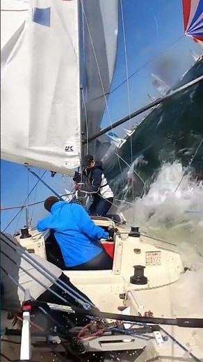 Broaching on a j24 in 30 knots gusting to 40 knots #sailing #viral #sail #boat
