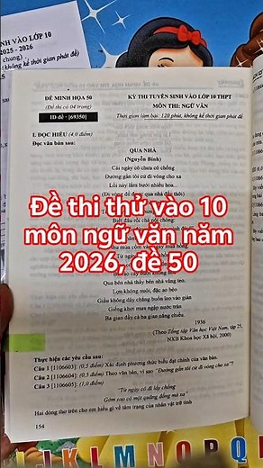 Đề thi thử vào 10 môn ngữ văn năm 2026, đề 50