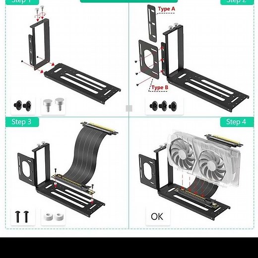 Screw Fixed Graphics Card Holder PCI-E Extension Cable 16x Vertical Installation Stand Adapter