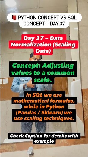 Day 37 — Data Normalization (Scaling Data)\rConcept: Adjusting values to a common scale.