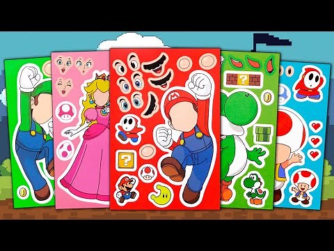 SUPER MARIO BROS STICKER BOOK MAKEOVER | LUIGI, PRINCESS PEACH, BOWSER, YOSHI FUN STICKER ACTIVITY