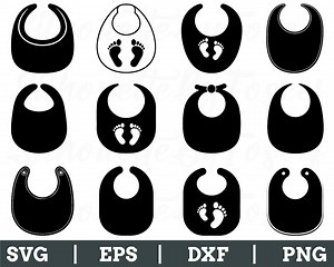 Baby Bib Svg, Baby Bib Vector, Baby Bib Silhouette, Baby Bib Cut File, Dxf, Png - Etsy