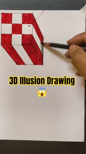 3D Illusion Cube Drawing 😱 #shorts #3d #trending