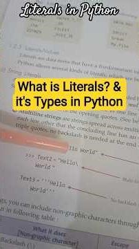 what is literals in python | literal in python | types of literals in python | literals in python