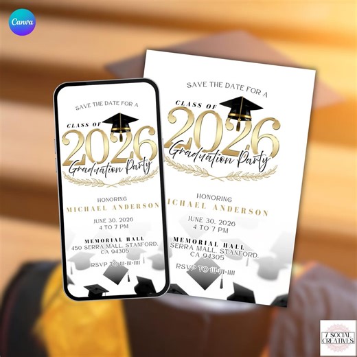 Graduation Save the Date Invitation. Digital Class of 2026 College or High School Invite. Boys Girls Ladies Mens Evite. Instant Download. - Etsy