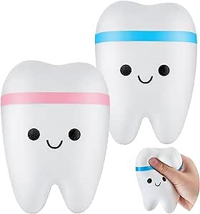 Hungdao 2 Pieces Jumbo Tooth Slow Rising Fake Tooth Anxiety Relieve Toy Dental Toys Dental Assistant Gifts for Stress Relief Teens, Adults(Classic)