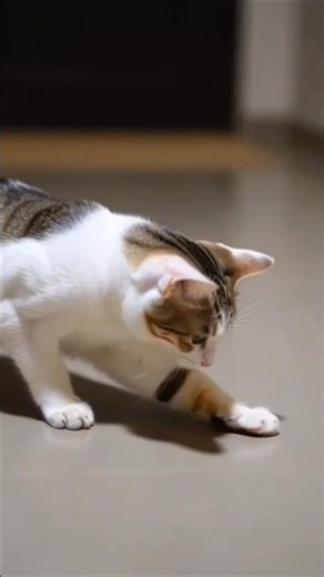 #cat Tabi vs His Own Shadow… and His Tail 🤣🐾✨ #TabiTheCat #PaperBagCat #FunnyCatMoments #CatComedy