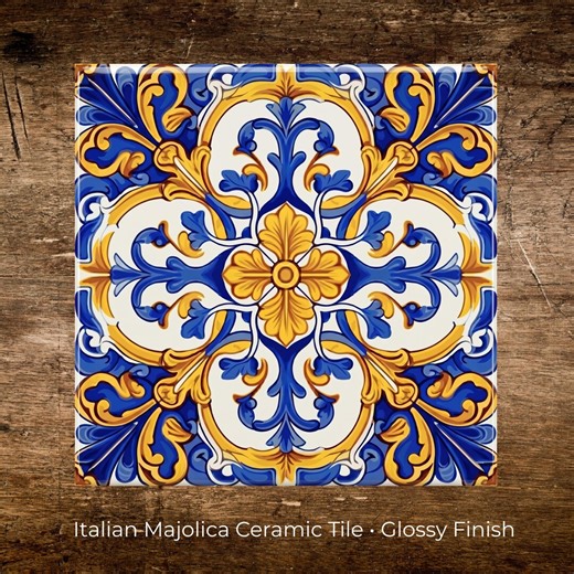 Italian Majolica Tile Backsplash, Blue and Yellow Mediterranean Ceramic, Talavera Style, Spanish Kitchen Backsplash, Cobalt Blue Pattern - Etsy