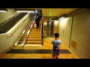 Sweden, Stockholm, Stuvsta Train Station, 2X Automatic KONE elevator, going to street level
