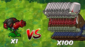 PvZ Fusion - 1株融合植物加速射击 对战100个铁桶僵尸 - 谁会赢？