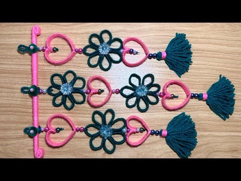 DIY Hanging Decoration with Yarn, Hearts, and Beads – Easy Craft Project! 🩷