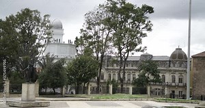 Colombian historical building in Bogota, Colombia city square next to president's house.
