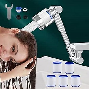 Faucet Extender,1440° Rotating Faucet Extender for Kitchen Bathroom Sink Removes Chlorine Fluoride Heavy Metals Hard Water,Universal Swivel Faucet Attachment for Washing Eye Hair Face