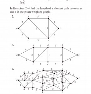 Find the length of a shortest path between a and z in the given... | Filo
