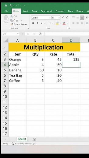 Excel - Multiplication