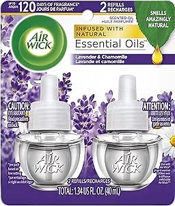 Air Wick Plug in Scented Oil Refill, 2 ct, Lavender and Chamomile, Air Freshener, Essential Oils