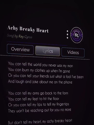 Achy Breaky Heart || Billy Ray Cyrus ° ° ° #lyrics #music #lyrics_songs #soundviral #fyp #achybreakyheart #billyraycyrus #viral #slmusik6