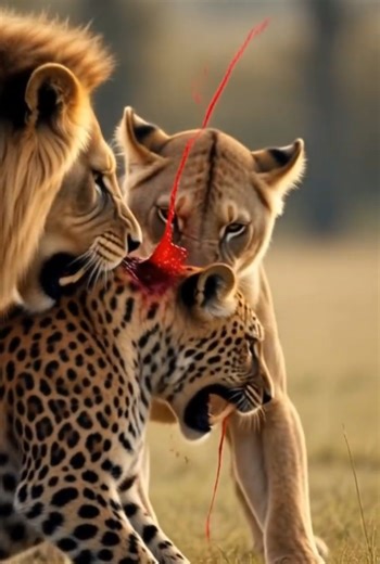 Brave Lion Couple Saves Their Cub from Leopard #wildlifeshorts #wildlife #lionfamily #lion #leopard