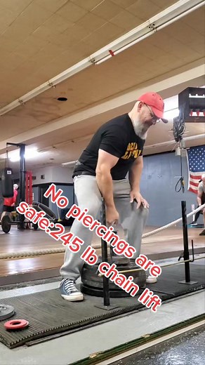 As a follow up to Purple Nurple training, I also will remove your piercings: 245 lb (111.25 kg) Chain lift #grip #armlifting #fyp