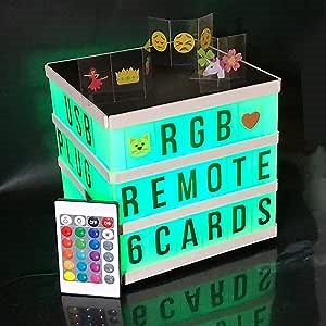 LED Light Up Board, Color Changing Cinema Message Light Box with RGB Remote, Letters, Numbers, DIY Gift Marquee Letter Lights Easter Decor for Room Him Her USB OR Battery Powered(not Included)
