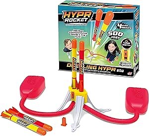 Flybar Hypr Rocket Launcher for Kids - Patented Design, Reach up to 500 Feet, Dual Pack with 2 Launchers & 4 Rockets, Connectable, Indoor/Outdoor Toys and Games