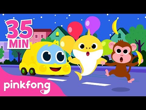 Famille Requin, Singe, et Auto ! | +Comptines Bébé | Pinkfong, Bébé Requin ! Chansons pour Enfants
