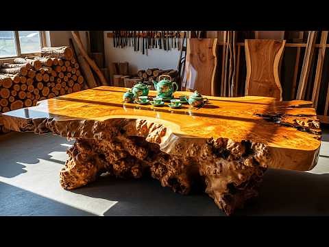 Building a Massive Burl Wood Tea Table // Rare Handmade Furniture Project That Shocked Everyone