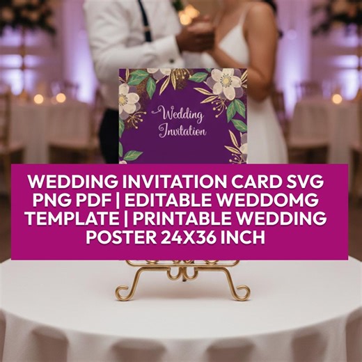 Wedding Invitation Card SVG PN PDF | Editable Weddomg Template | Printable Wedding Poster 24x36 Inch - Etsy