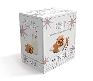Rustic Bakery Handmade Twinkles Cinnamon Spice Butter Cookies, Crunchy with Cinnamon, Nutmeg, and Cloves, Single 20 Oz Box