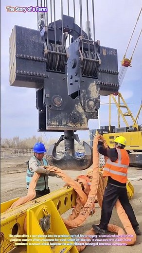 Satisfying Heavy Lifting: Watch Workers Rig a Massive Crane Hook with Lifting Slings! 🏗️⚡↓