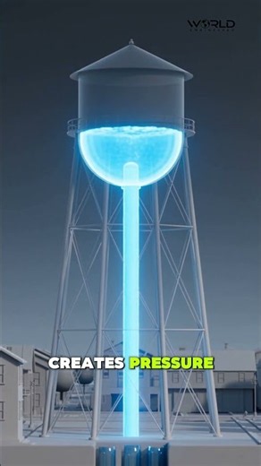How Does a Water Tower Create Water Pressure? 💧 #engineering #howitworks #3danimation #science#viral