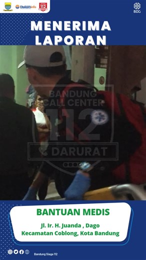 bdg.siaga112 on Instagram: "Terima Laporan Senin, 16 Februari 2026 16.05 WIB No Tiket: L11771235325 Kepada: PSC 119 Dinkes Kota Bandung Pelapor Ibu A Kejadian Terdapat seseorang tidak sadarkan diri, membutuhkan bantuan medis Lokasi Jl. Ir. H. Juanda, Dago, Kecamatan Coblong, Kota Bandung, Jawa Barat 40135 Patokan Belakang seraton hotel dago Status Sudah koordinasi kepada dan ditangani PSC 119 Dinkes Kota Bandung Perkembangan Status Respon Time : 16.05 : tim 112 menerima laporan dan validasi 16.0
