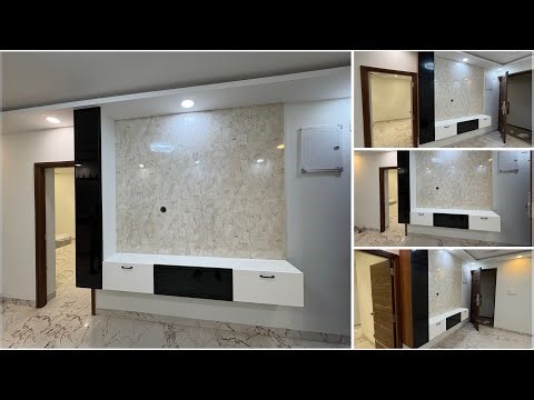 Day-8 Living Room Tv Unit | Black Tented Glass Profile Shutter | Living Room Tv Unit~Ph:9789951863