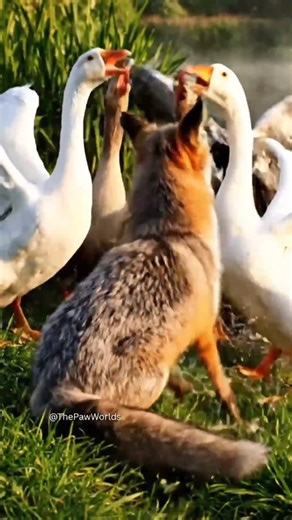 Angry Geese Attack Fox, Save Ducklings! 🦆🦊