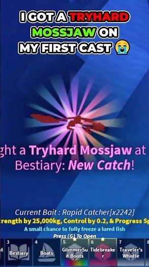 I GOT A *TRYHARD* MOSSJAW ON MY FIRST CAST?? 😭 #fisch #roblox #robloxshorts #gaming #robloxshorts
