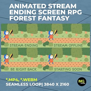 Animated Stream Screens Pack | Cute Knight Forest Fantasy | Starting Soon, BRB, Offline & Ending | Twitch OBS Overlay | Loop for Vtubers - Etsy
