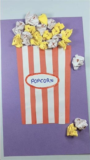 🍿DIY Popcorn Craft | Colour Paper se Cute Popcorn Banaye#paperart #papercraft #youtubeshorts