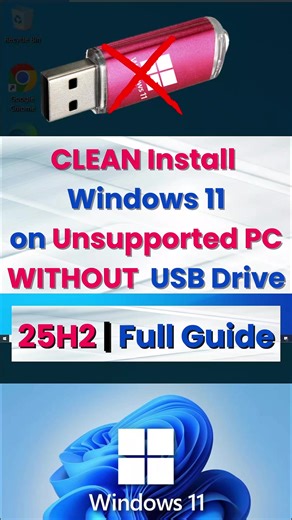 CLEAN Install Windows 11 on Unsupported PCs WITHOUT USB Drive This is handy for those doing one-time installations or don't have USB drive handy or have PCs with bad USB port ⚠️ Always Backup before clean installs! #windows10 #windows11 #techtips #learnontiktok #techtok