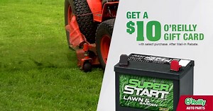 Lawn mowing season is upon us! ☀️ Visit us at {{page.location.street_address}}, {{page.location.city}} and pick up a new battery to get your workhorse through the busy months ahead. 🌱 | O'Reilly Auto Parts