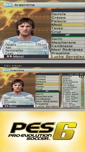 Argentina Full Squad in PES 6 - Full Team & Player Stats (Pro Evolution Soccer 6)