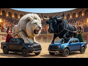 🦁⚔️🐂 White Lion vs Black Bull | Epic Arena Battle!