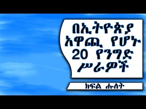 20 BUSINESS IDEAS IN ETHIOPIA PART TWO በኢትዮጵያ አዋጪ የሆኑ 20 የንግድ ሥራዎች ክፍለ ሑለት
