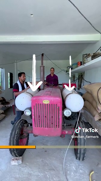 Desi Indian Farmer Using CNG Tractor
