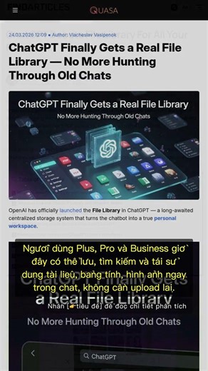 🧐👉 ChatGPT ra mắt Library: Quản lý file tiện lợi, tăng tốc công việc #QixNewsAI