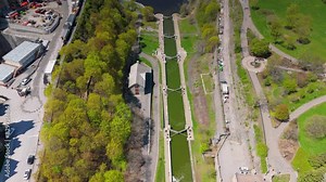 Aerial footage of the Rideau Canal and Ottawa River.