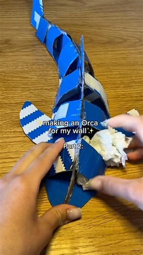 🐋🥹🩵 Making a baby ORCA for my wall 🪼 Cardboard Craft | DIY Shark Tutorial #cardboard #diy #craft