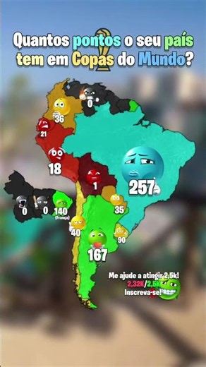 Quantos pontos o seu país tem em Copas do Mundo? #mapping #geografia #brasil #worldcup2026