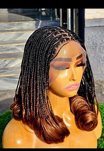 Braided Wig/wig for Black Women/full Lace Braided Wigs/curly Tips Wigs/african Wigs - Etsy