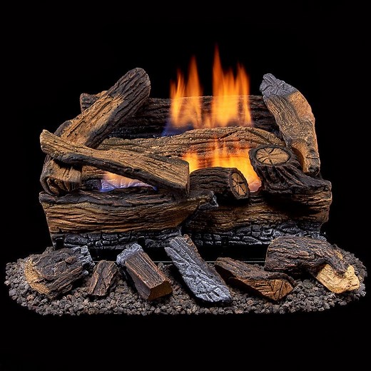 Reviews for Duluth Forge 18 in. Ventless 30,000 BTU Split Red Oak Dual Fuel Gas Log Set with Remote Control | Pg 1 - The Home Depot