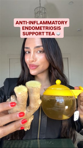Ariana Medizade on Instagram: "If you’re dealing with endometriosis or hormonal imbalance, you have to try this tea! 🫖 (It’s only 3 ingredients and it actually works 👇🏽) Recipe: 1 inch fresh ginger (or 1 tsp dried) 1 tsp milk thistle seeds (or 1 milk thistle tea bag) 1 tbsp dried chamomile flowers Add boiled water & simmer for 10 minutes. Strain + sip warm! Benefits: 🌿 Reduces prostaglandins that trigger pain + cramping 🌿 Supports liver detox to clear out excess estrogen 🌿 Calms uterine sp